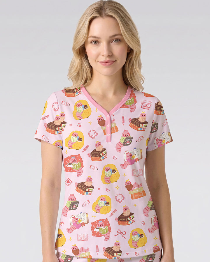 Little Book Worm Family Matching Bamboo Women Short Sleeve Short Pajama Set