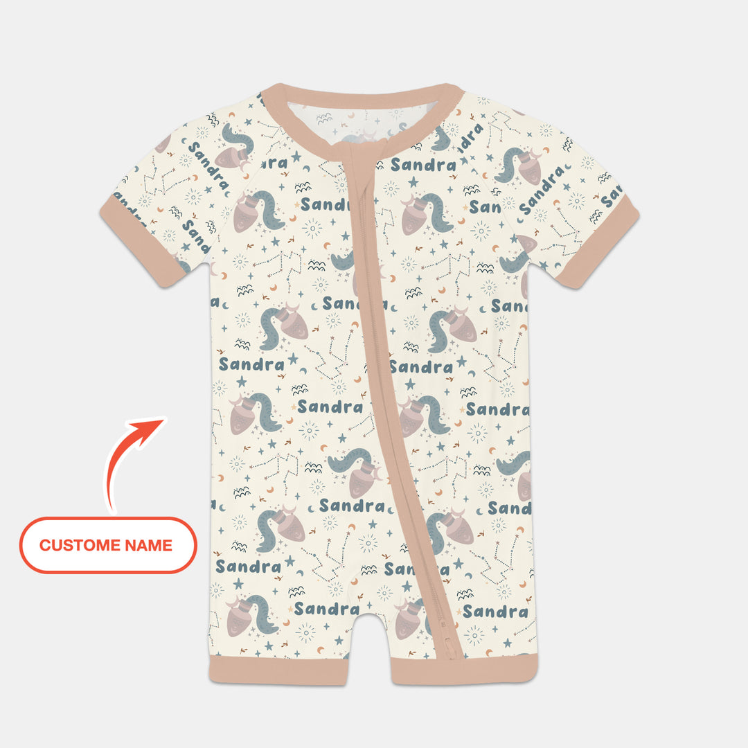 Bohemian Baby Zodiac Signs Custom Name Shorty Zippy