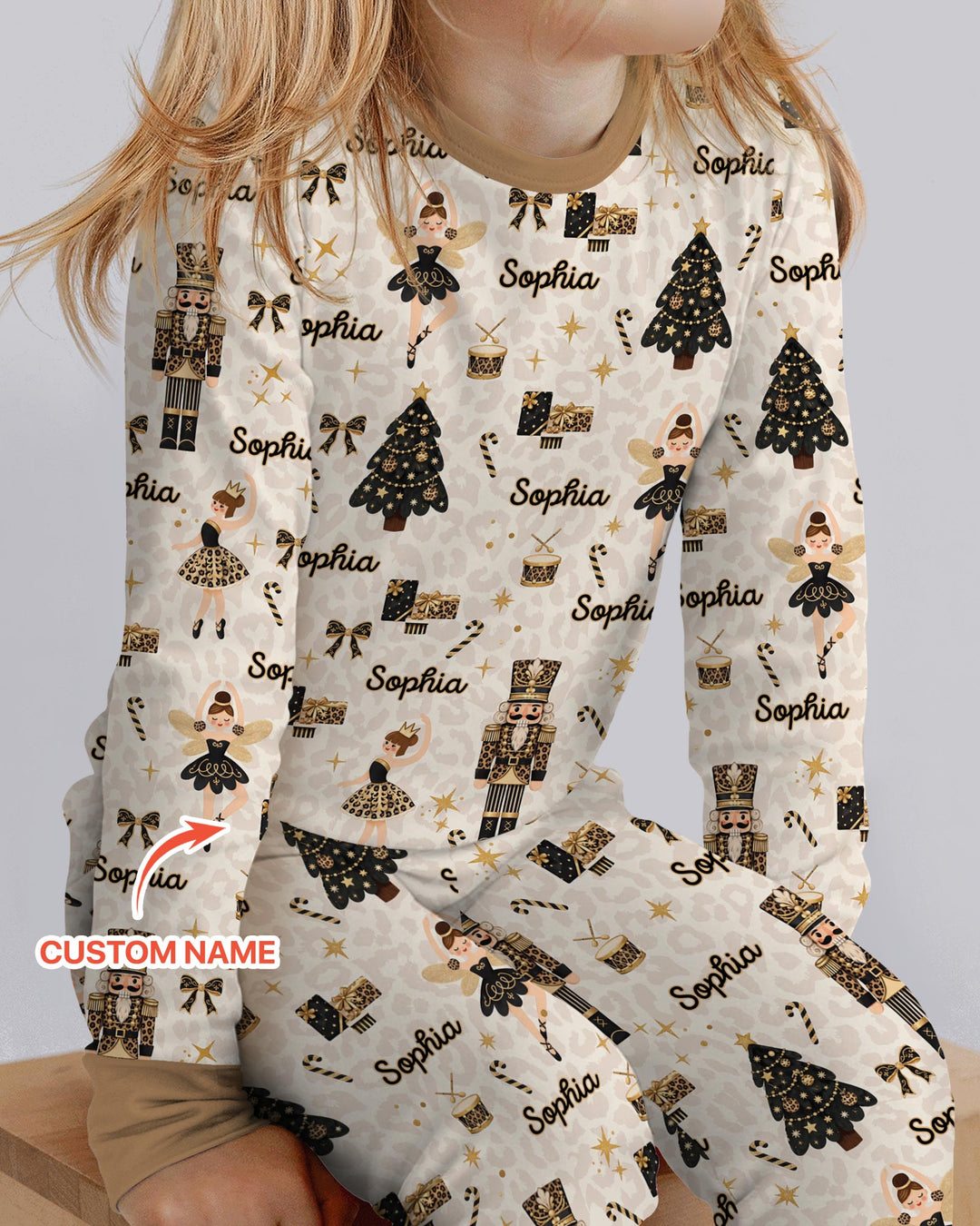 Custom Name Leopard Nutcracker Era Bamboo Two Piece Long Sleeve Pajama Set