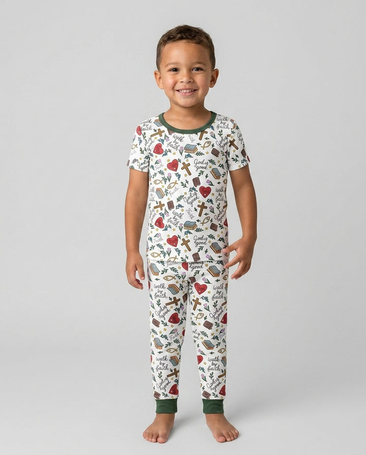 Conjunto de pijama de dos piezas de manga corta de bambú