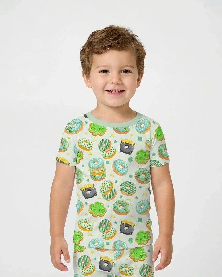 St. Patrick's Day Donut Two Piece Short Sleeve Pajama Set