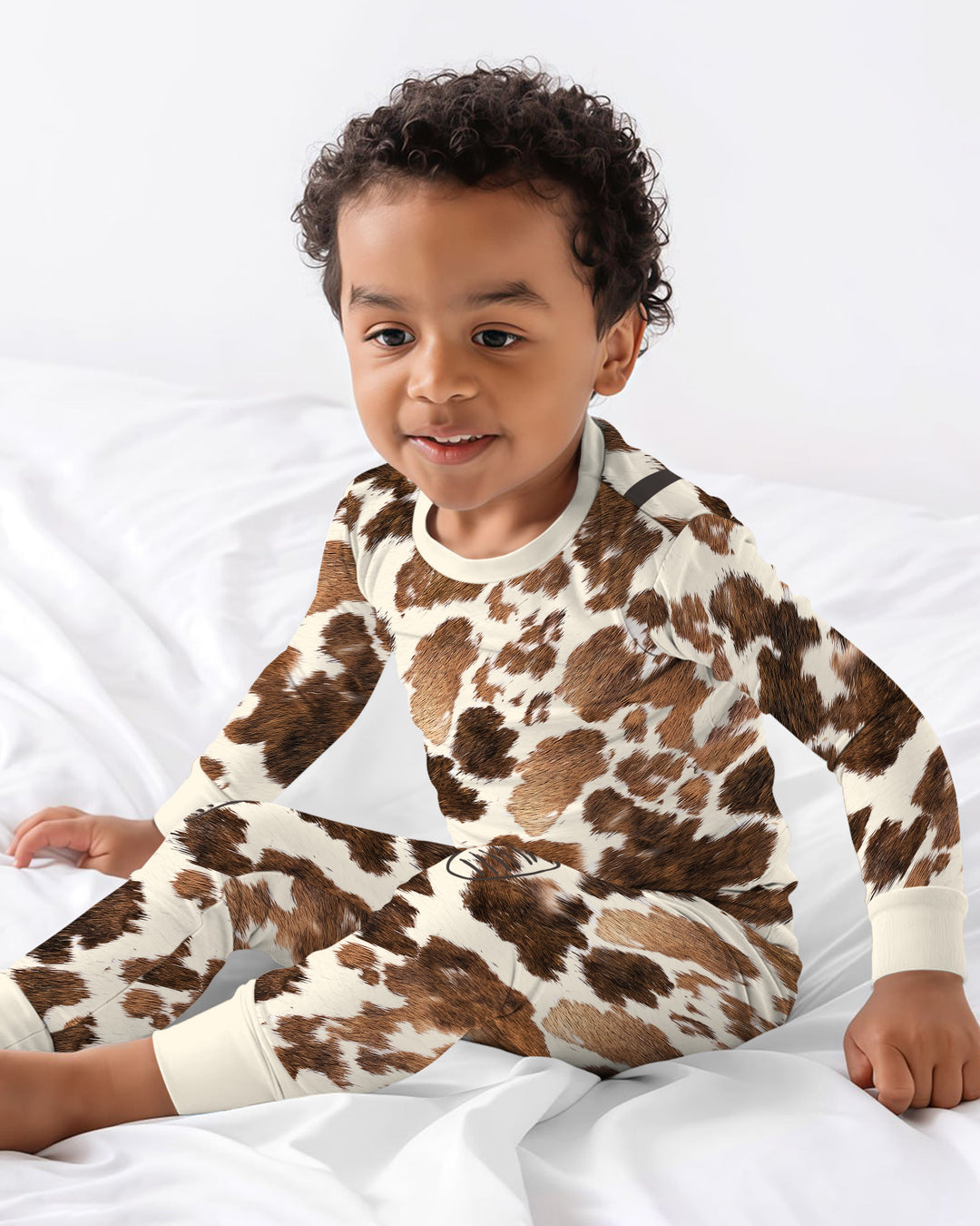 Trendy Cowhide Bamboo Two Piece Long Sleeve Pajama Set