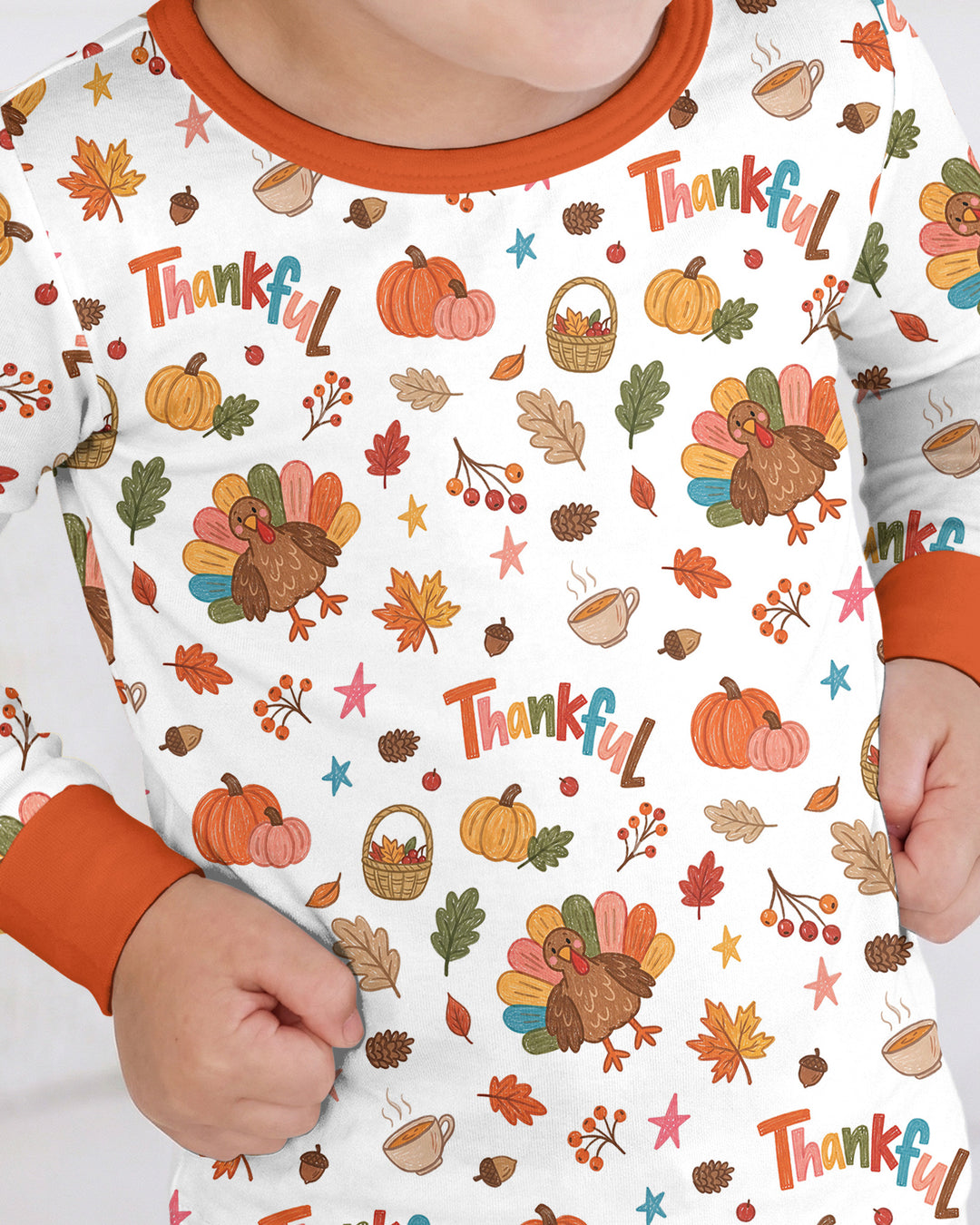Thankful Turkey Bamboo Two Piece Long Sleeve Pajama Set