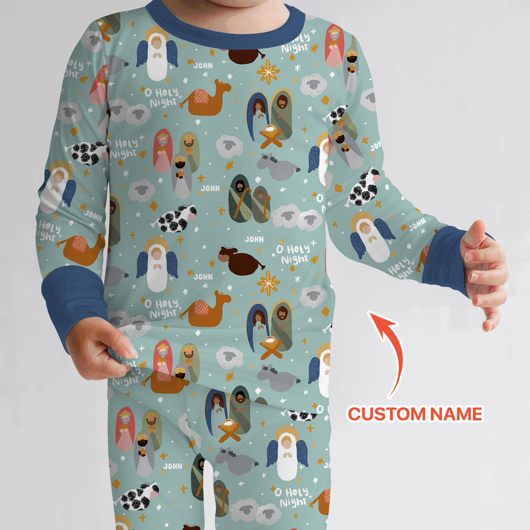 O Holy Night Custom Name Long Sleeve Pajama Set