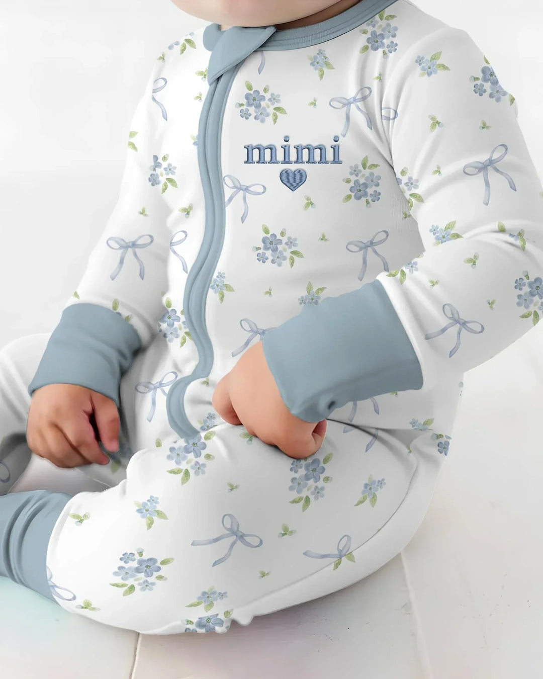 Mameluco convertible de bambú con cremallera bordado a juego para mamá y bebé
