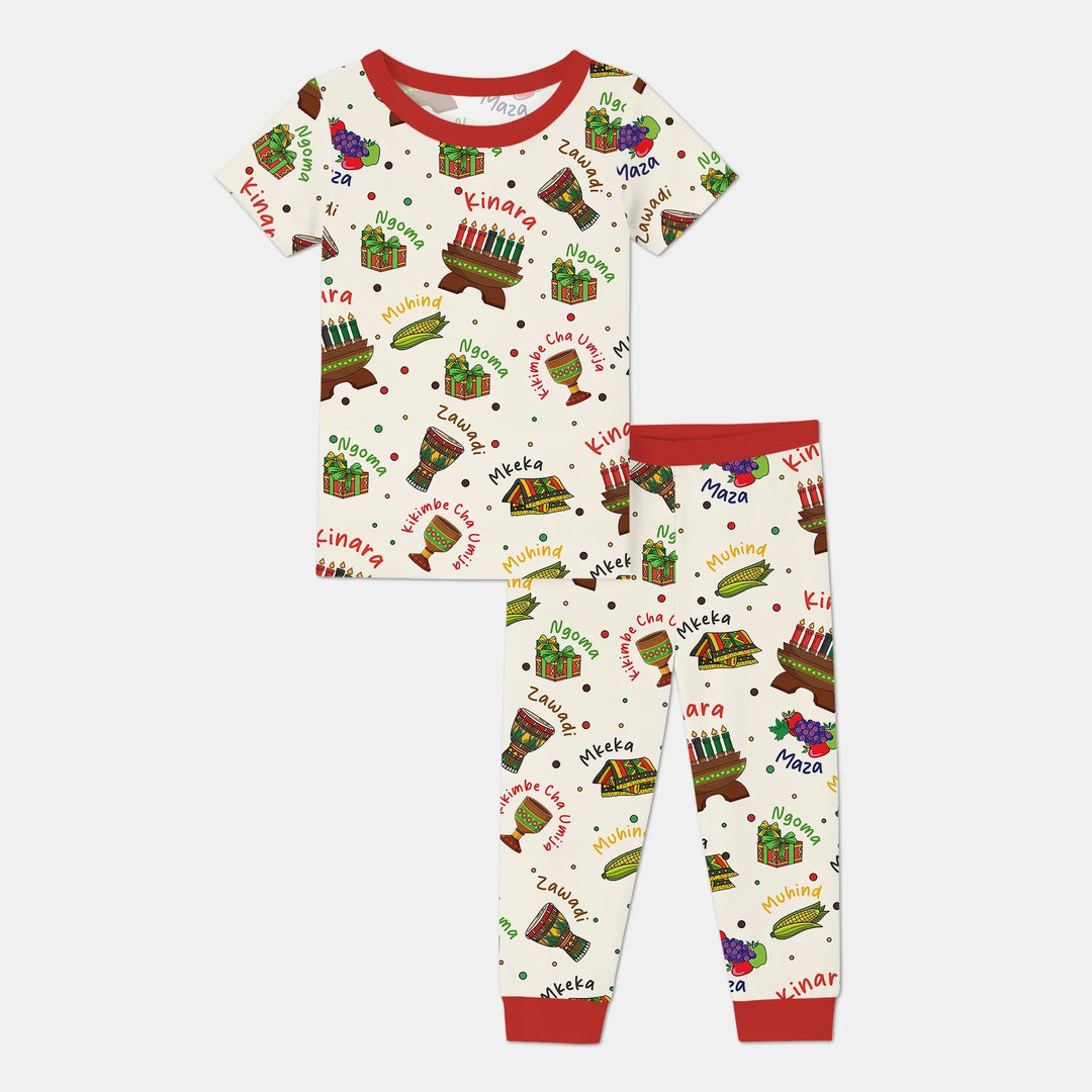 Happy Kwanzaa Family Matching Two Piece Short Sleeve Pajama Set