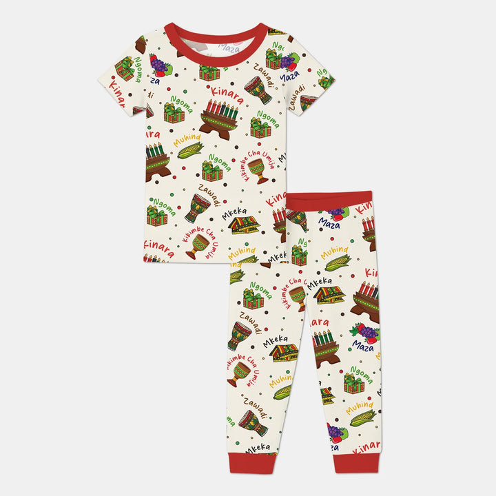 Happy Kwanzaa Family Matching Two Piece Short Sleeve Pajama Set