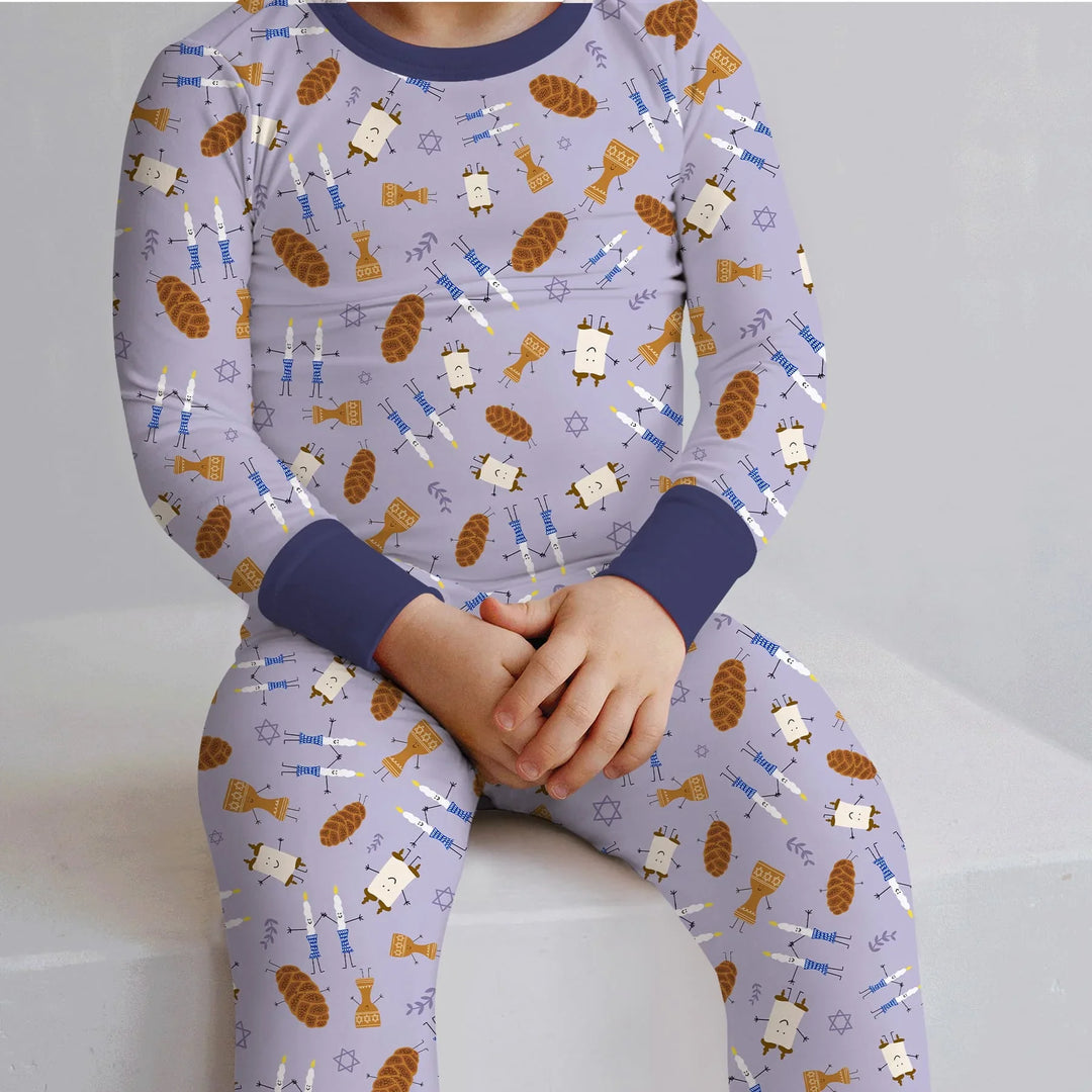 Shabbat Shalom Family Matching Two Piece Long Sleeve Pajama Set