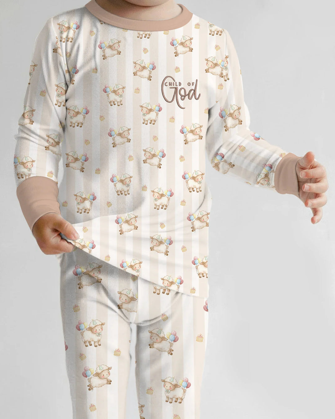 Child Of God Embroidered Baby Bamboo Two Piece Long Sleeve Pajama Set