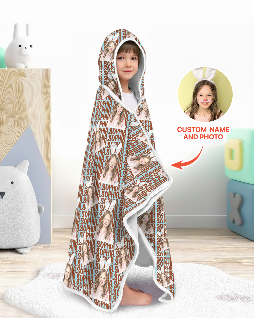 Colorful Kids Name Bamboo Blanket Hoodie