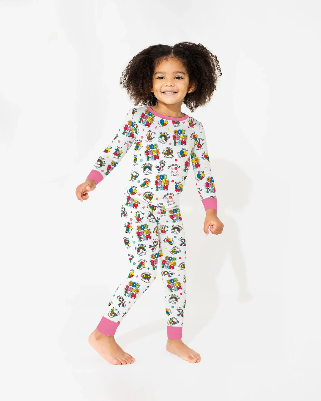 God Says I Am Autism Awareness Bamboo Two Piece Long Sleeve Pajama Set