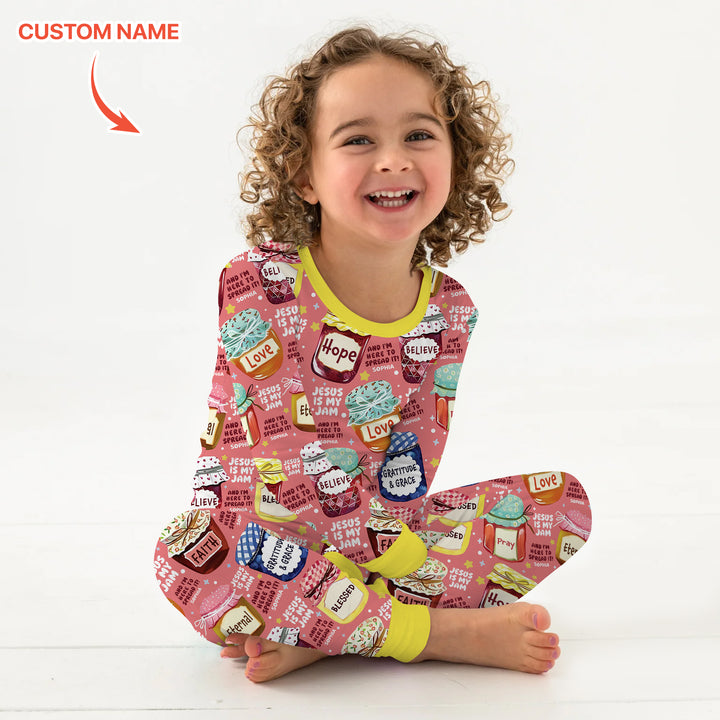 Zweiteiliges Langarm-Pyjama-Set mit Sommerfrüchten