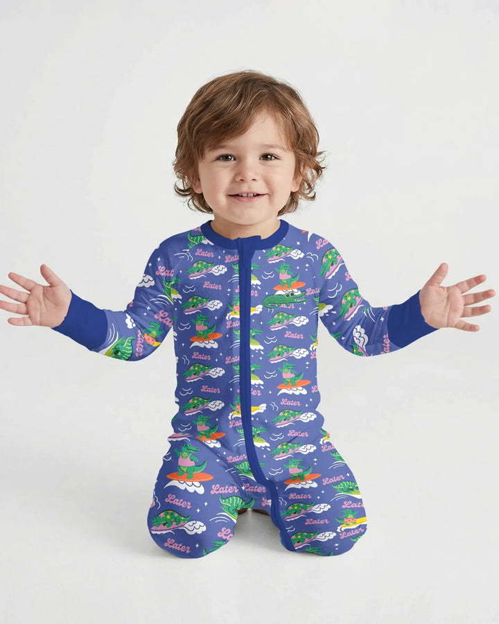 Zippy convertible de bambú con caimán bordado para verano