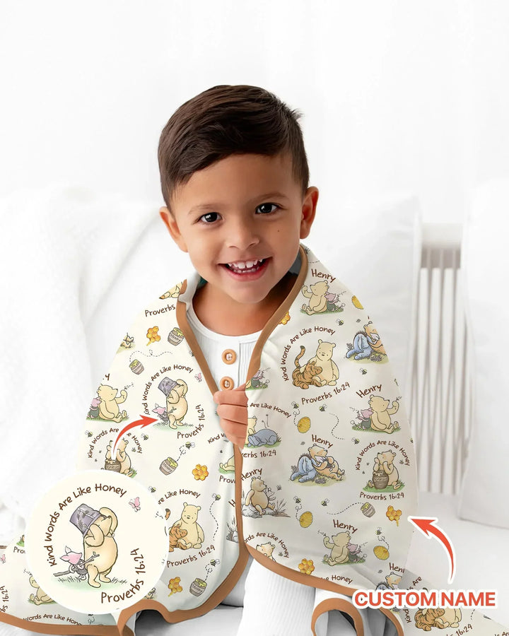 Kind Words Are Like Honey Custom Name Bamboo Blanket