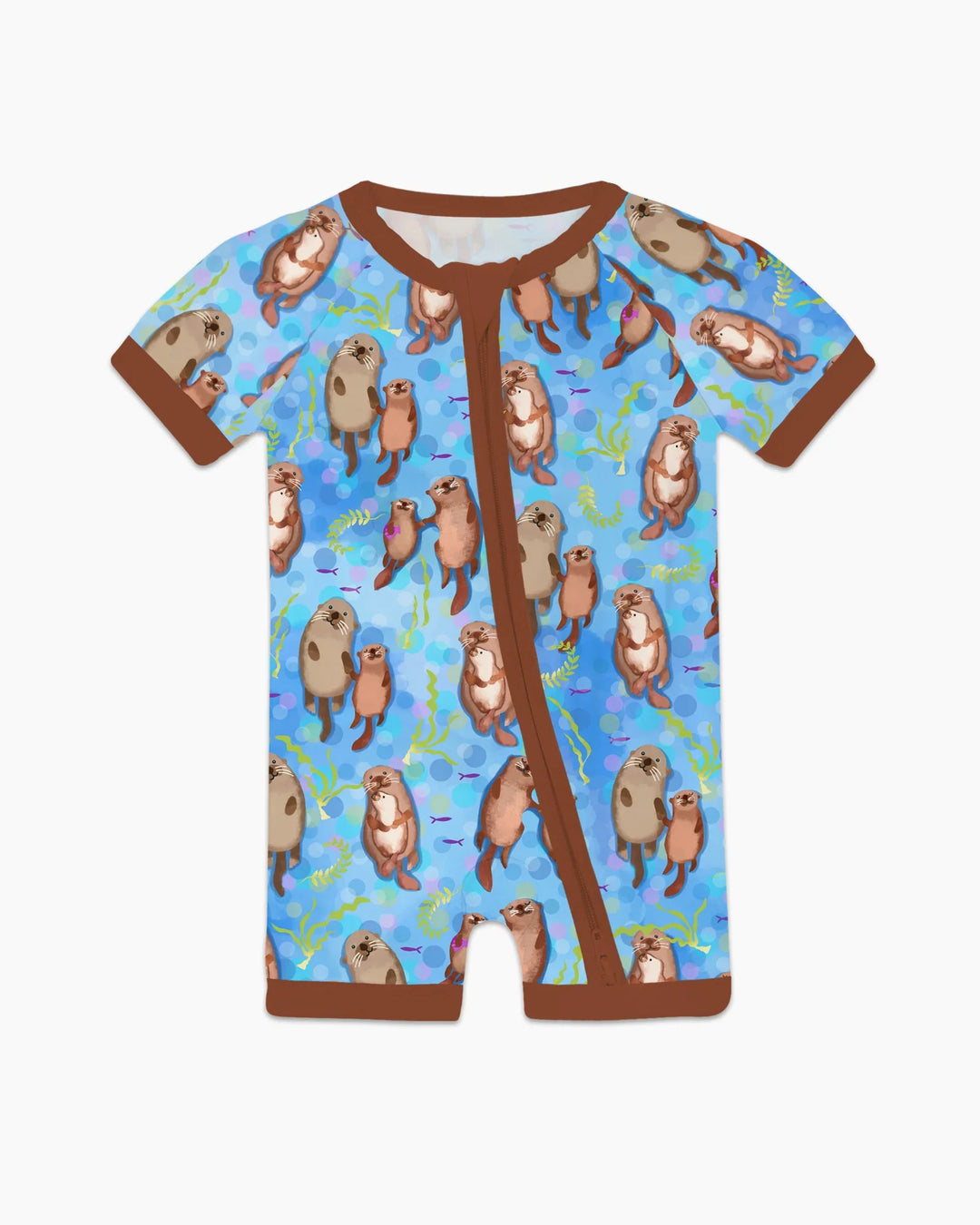 Pijama de bambú Otterly Together con cremallera corta