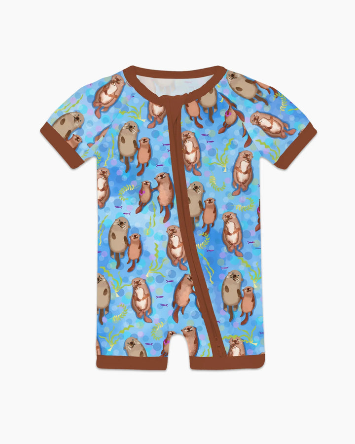 Pijama de bambú Otterly Together con cremallera corta