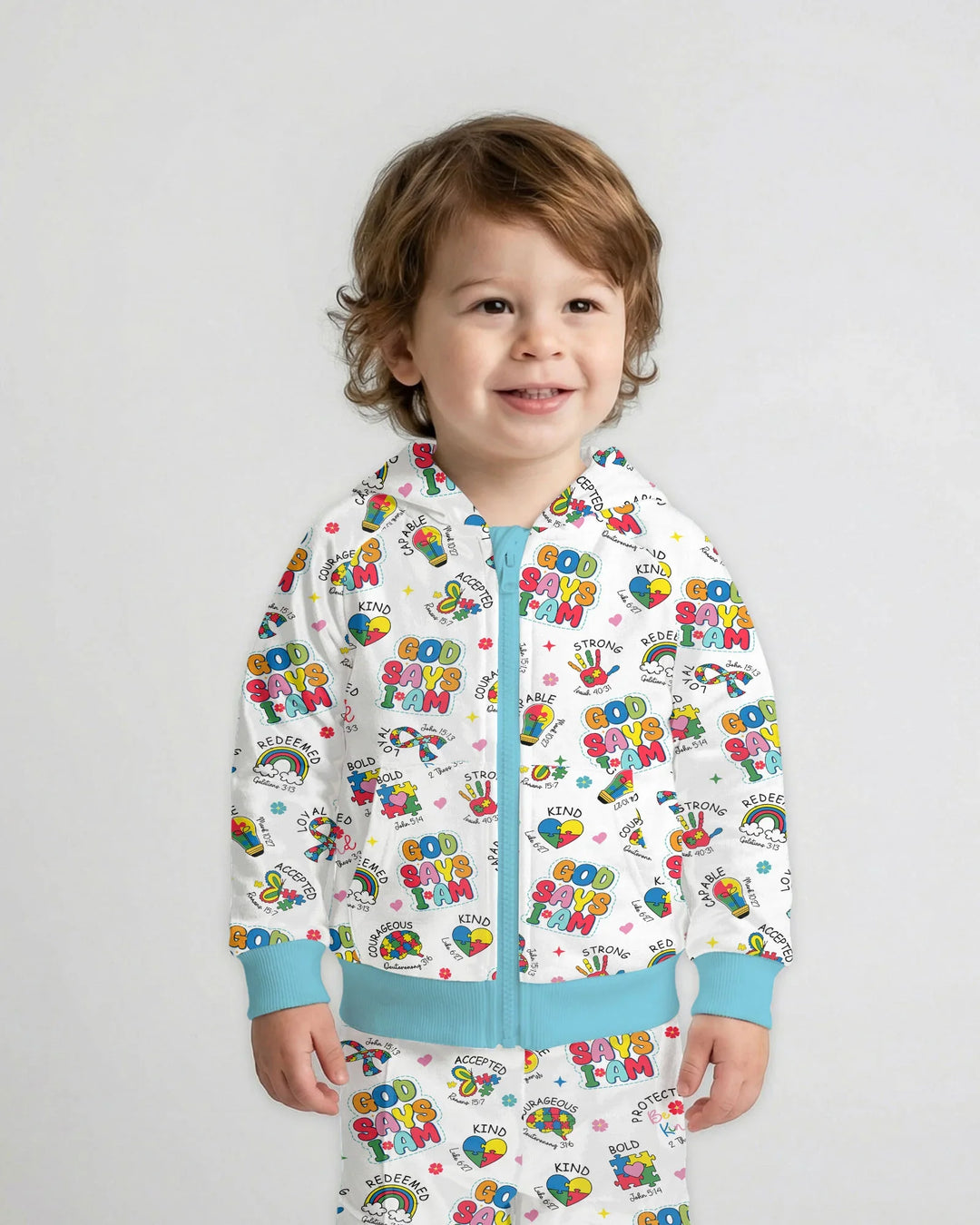 God Says I Am Autism Awareness Bamboo Zip Hoodie