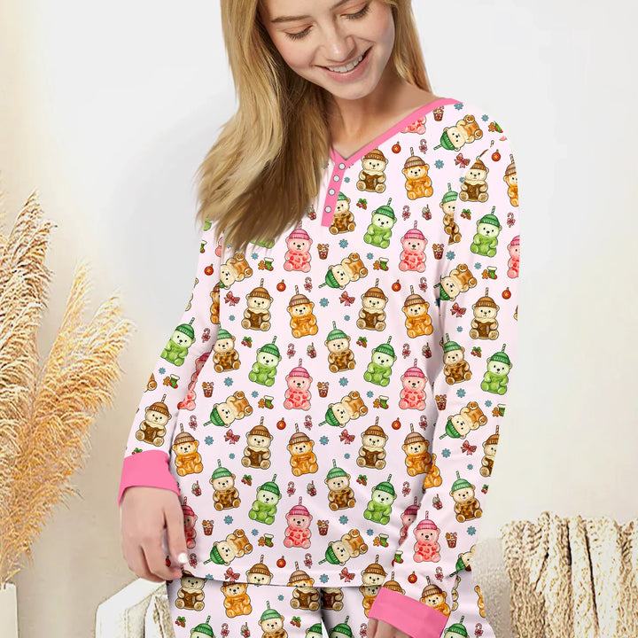 Holiday Bear Cup Custom Women Pajama Set