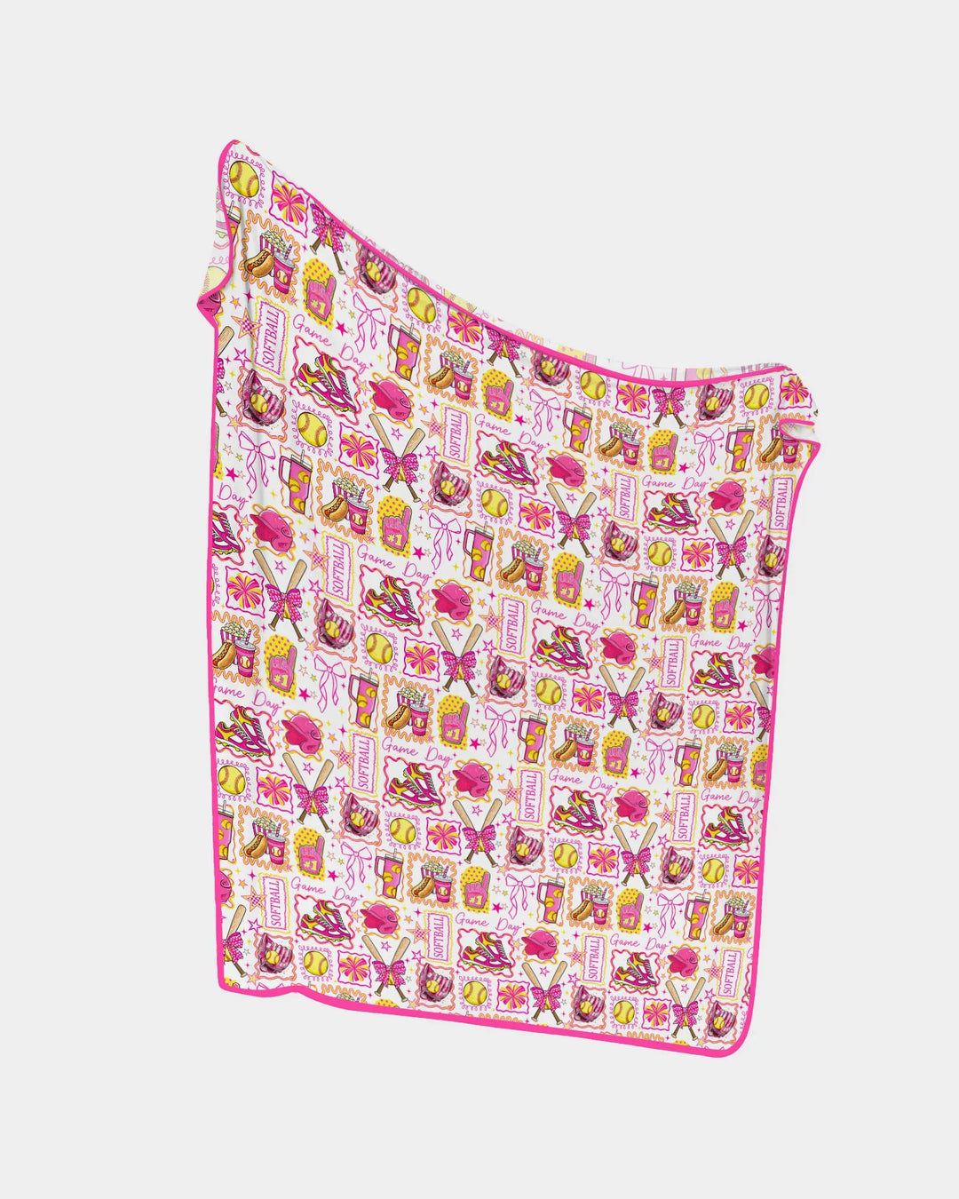 Pink Softball Game Day Bamboo Blanket