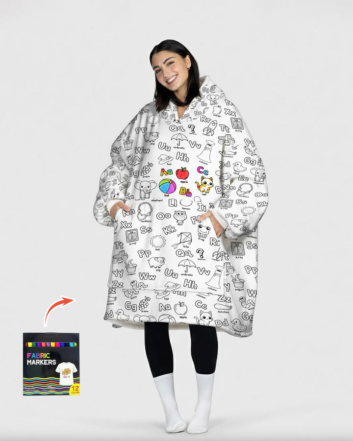 All Colorable Alphabet Wearable Blanket Hoodie