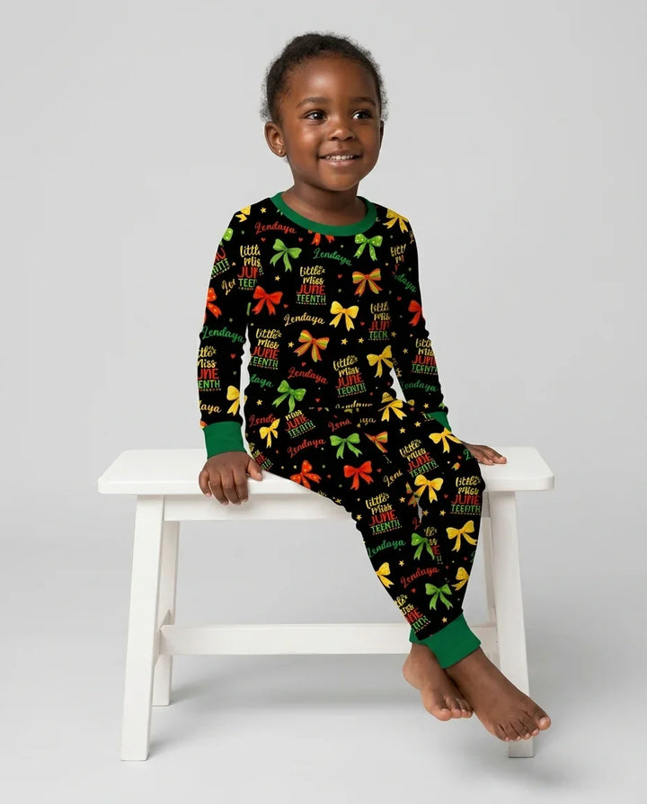 Little Miss Juneteenth Bamboo Two Piece Long Sleeve Pajama Set