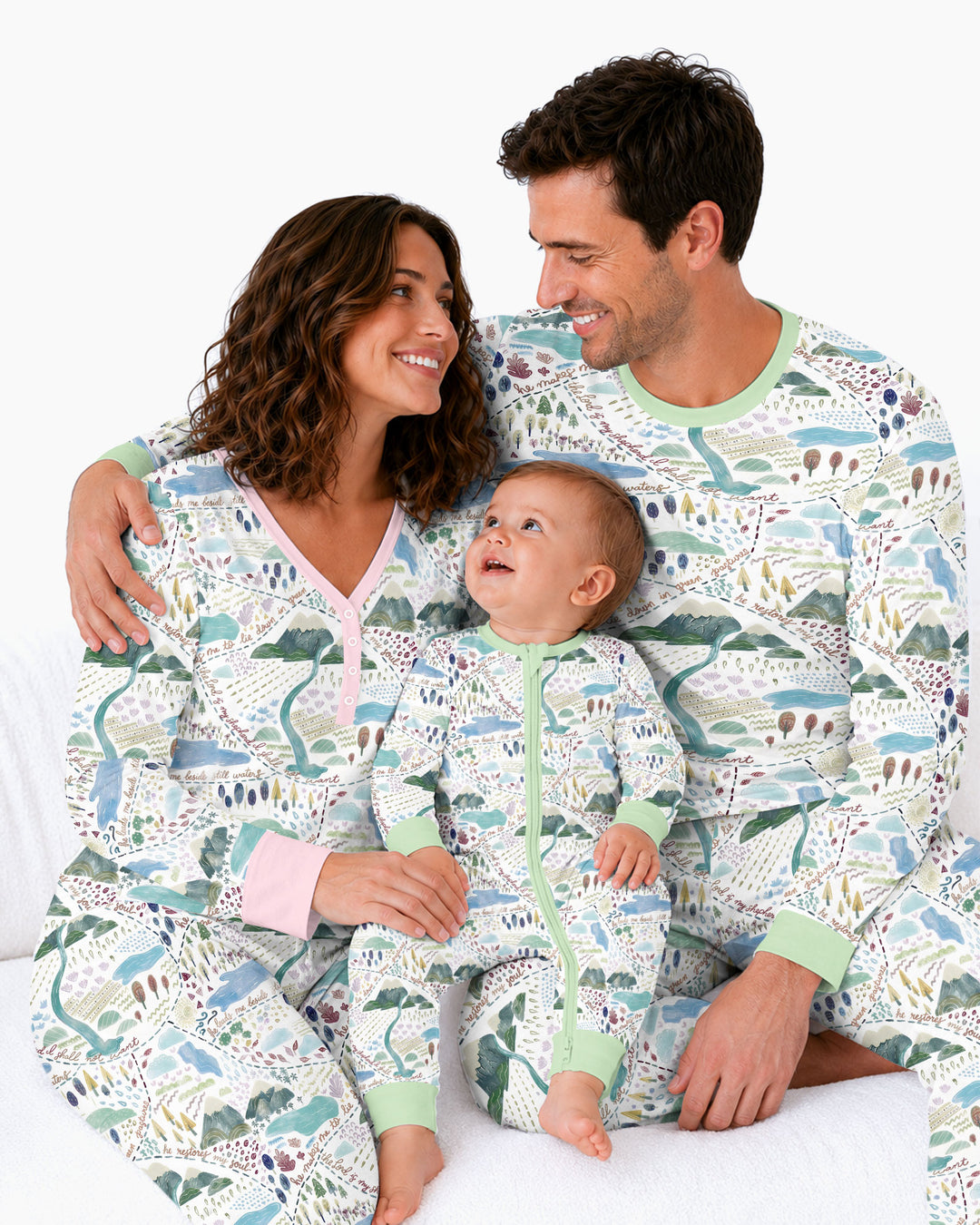 Whimsical Psalms 23 Map Bamboo Two Piece Short Sleeve Shorts Pajama Set