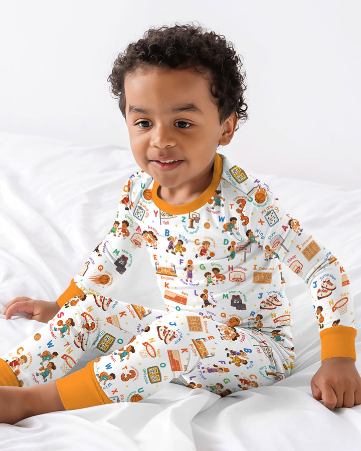 Basketball Alphabet Bamboo Two Piece Long Sleeve Pajama Set