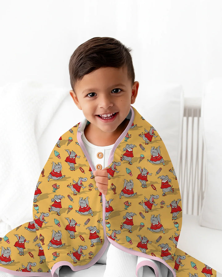 Dancing Hippo Treats Bamboo Blanket