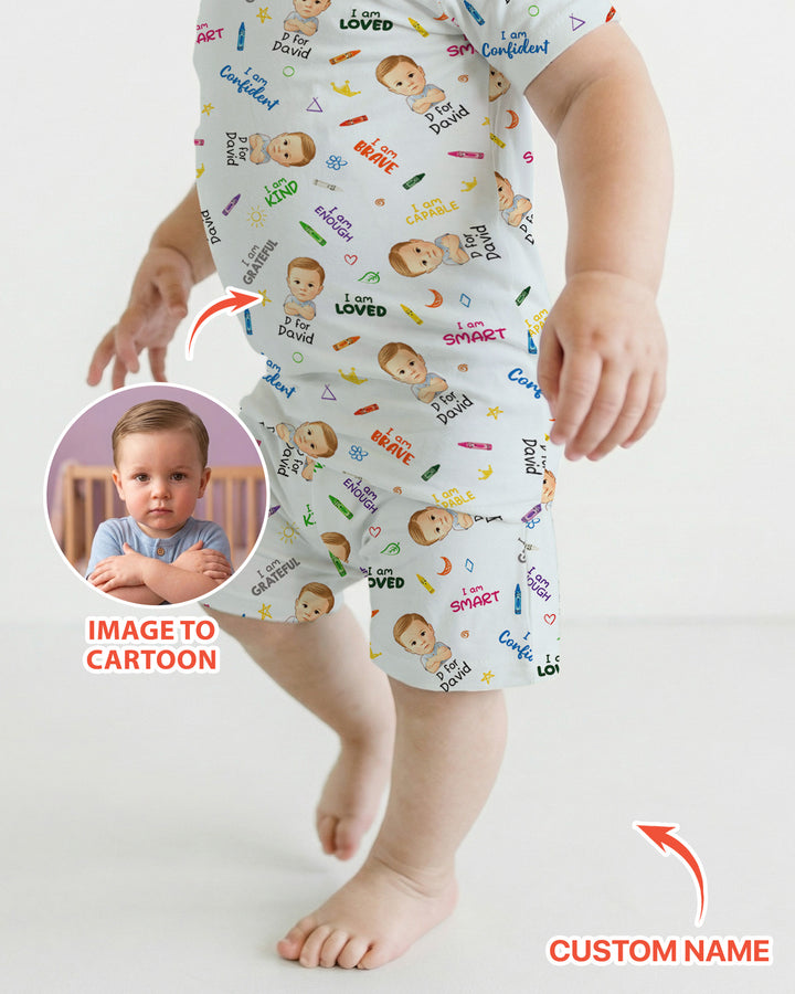 Zweiteiliges Pyjama-Set mit kurzen Ärmeln und Shorts im Sommer-Design