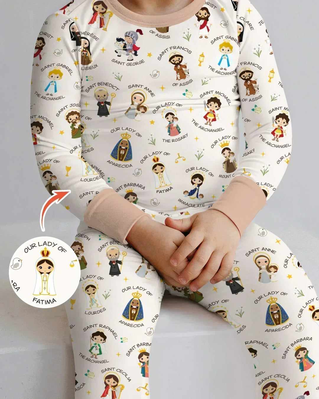 Pray For Us Family Matching Two Piece Long Sleeve Pajama Set