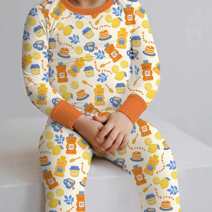 Honey Bear Bottle Two Piece Long Sleeve Pajama Set