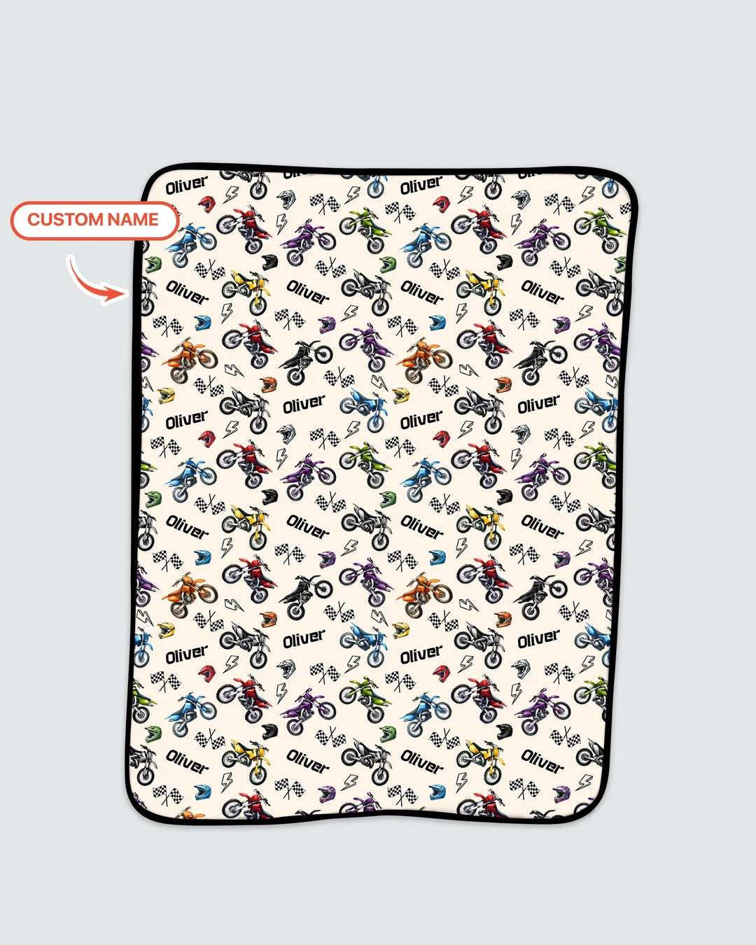 Custom Name Little Dirt Bike Rider Bamboo Blanket