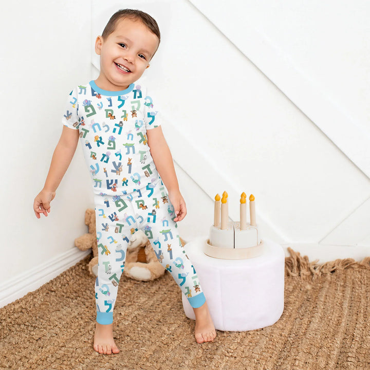 Aleph Bet Two Piece Short Sleeve Pajama Set