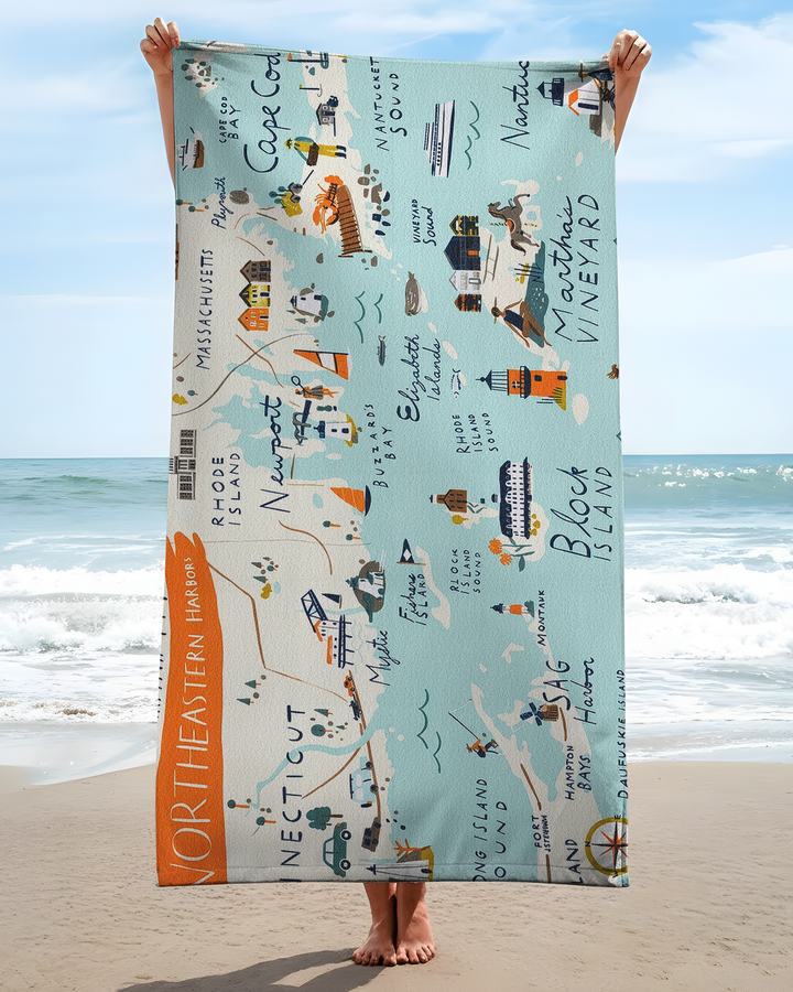 Northeastern Harbors Bamboo Beach Towel