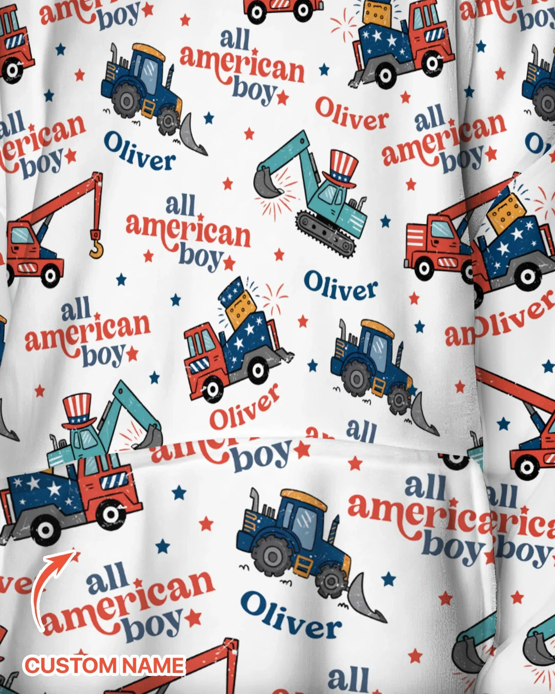 Custom Name All-American Boy Bamboo Blanket Hoodie