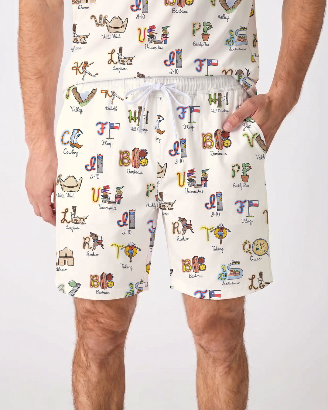 Texas Alphabet Bamboo Men Short Sleeve Short Pajama Set