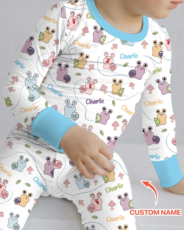 Conjunto de pijama de bambú de dos piezas de manga larga "¡Lo conseguí!" con nombre personalizado