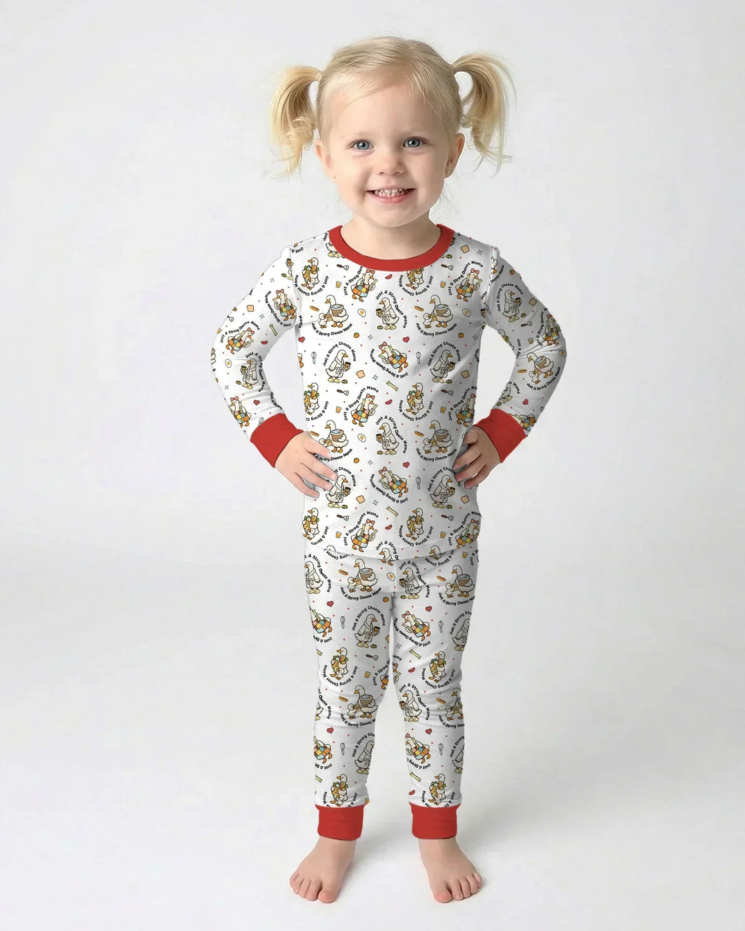 Just A String Cheese Mama Era Mommy & Me Bamboo Two Piece Long Sleeve Pajama Set