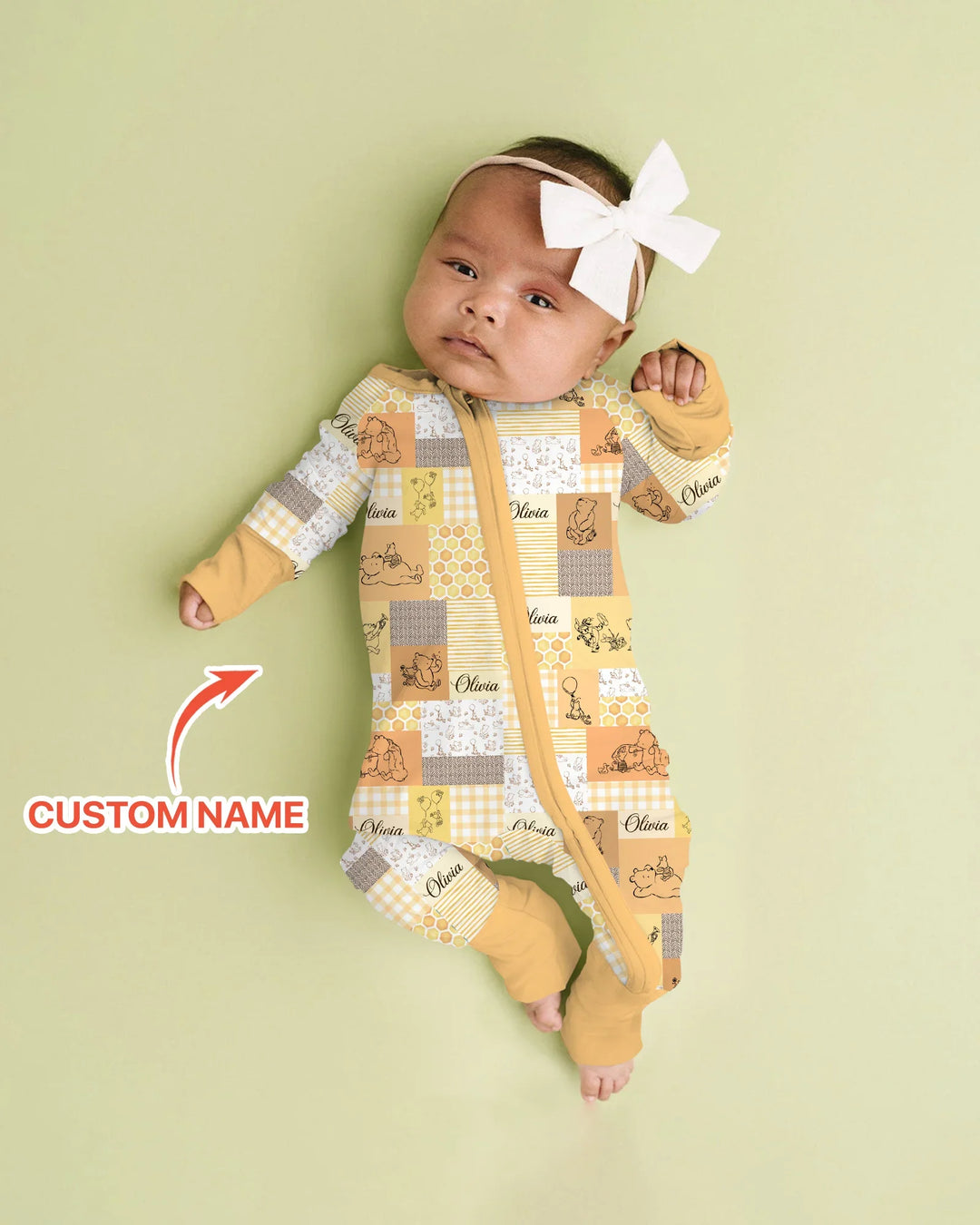 Personalized Classic Bear Patchwork  Bamboo Convertible Zippy