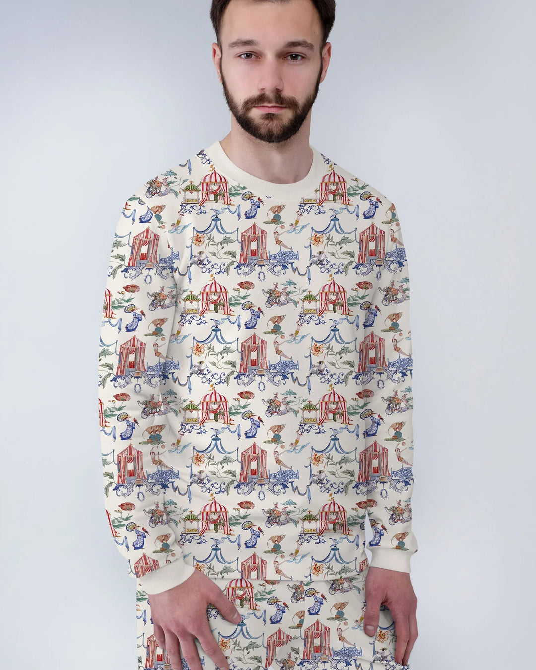 Vintage Lousiana Circus Toile Family Matching Bamboo Men's Pajama Set