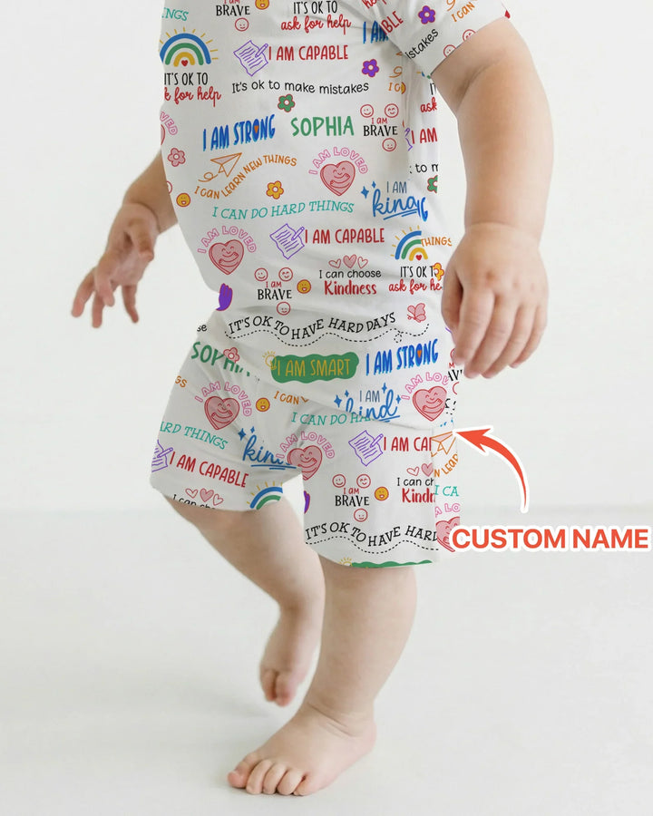Daily Affirmations Matching Mommy & Baby Bamboo Two Piece Short Sleeve Shorts Pajama Set