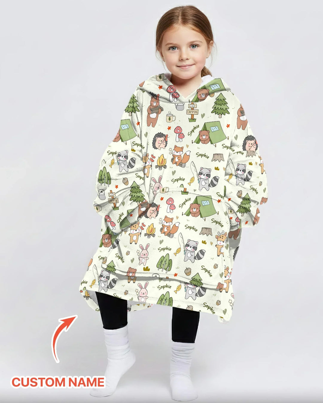Custom Name Little Camp Buddies Bamboo Blanket Hoodie