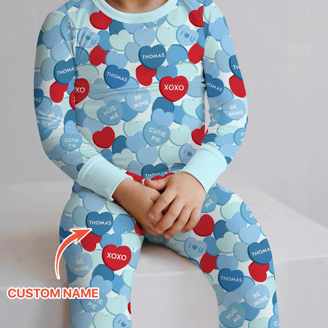 Valentine Candy Crush Family Matching Two Piece Long Sleeve Pajama Set