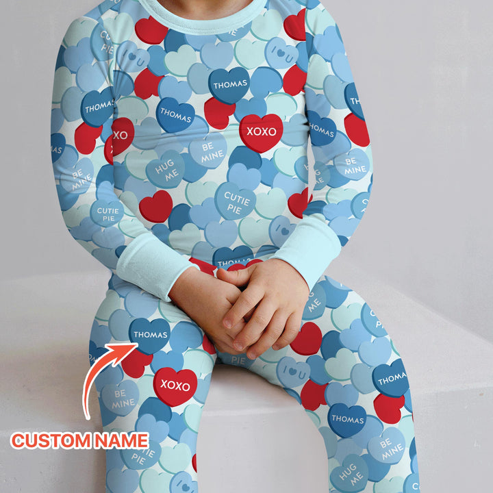 Valentine Candy Crush Family Matching Two Piece Long Sleeve Pajama Set