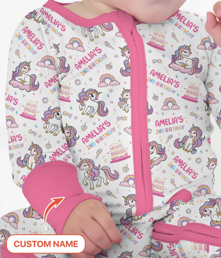 Custom Name Little Unicorn's Birthday Convertible Zippy