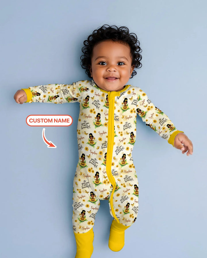 Custom Name Sunflower Queen Bamboo Convertible Zippy