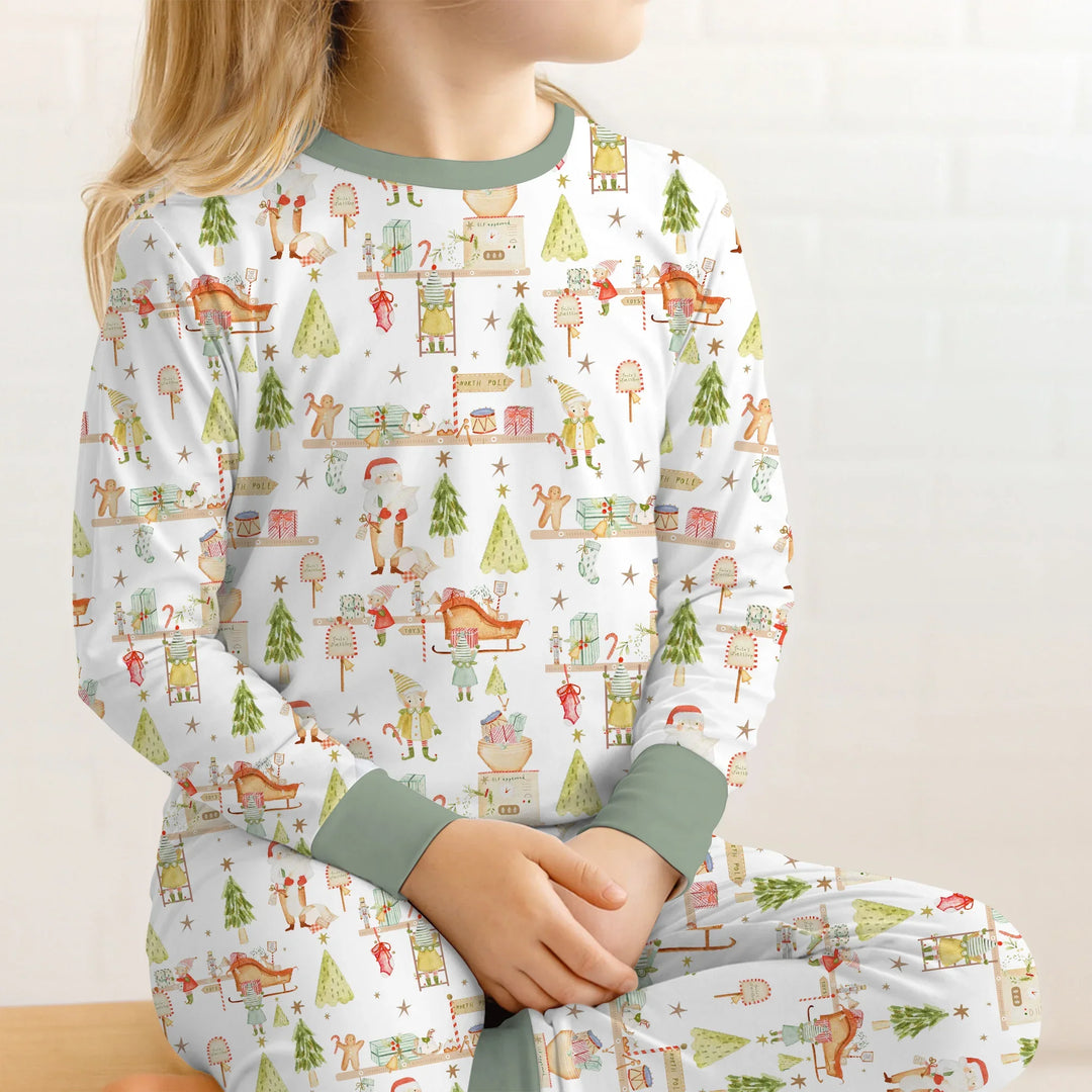 Santa's Workshop Two Piece Long Sleeve Pajama Set