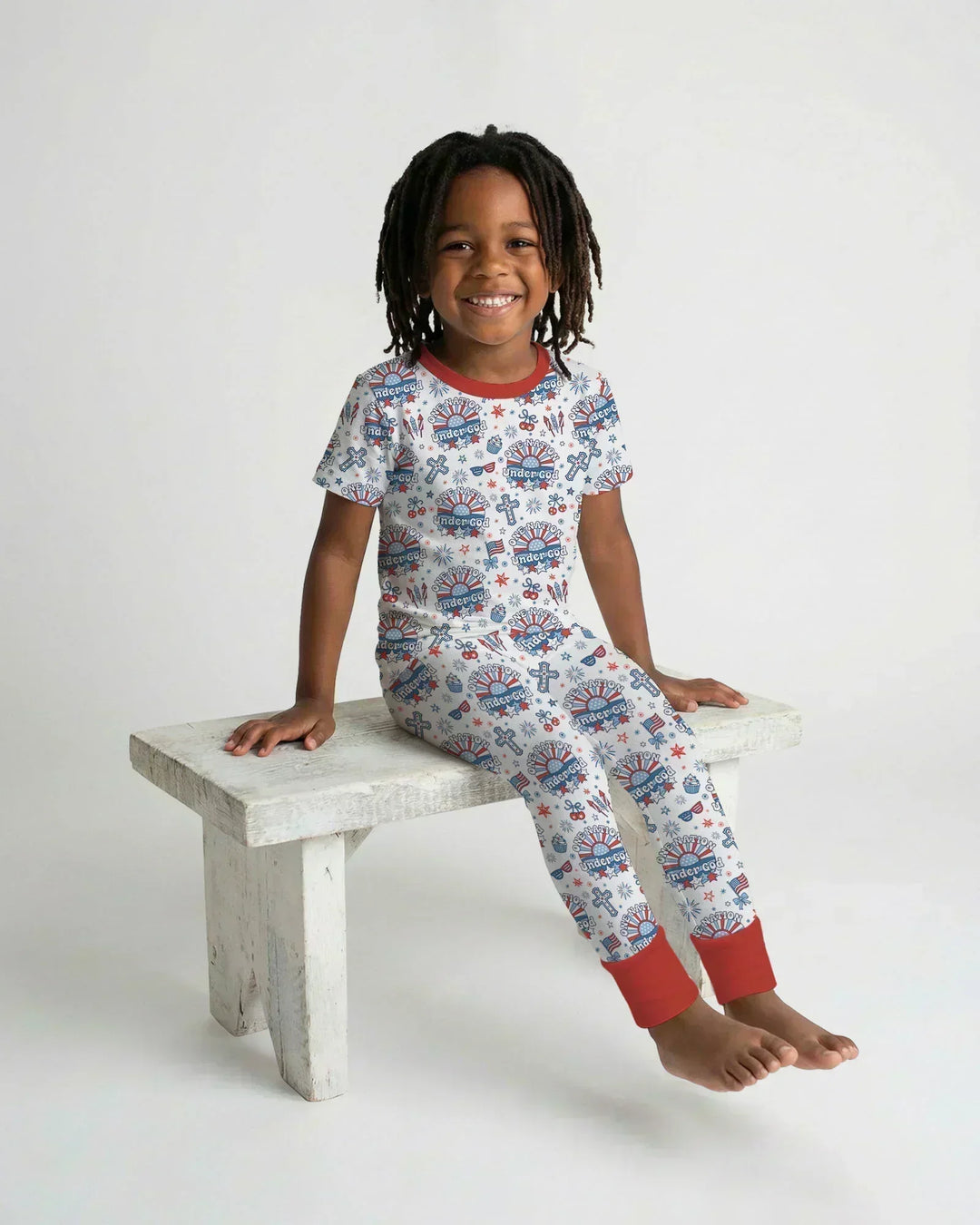 One Nation Under God Family Matching Bamboo Two Piece Short Sleeve Pajama Set