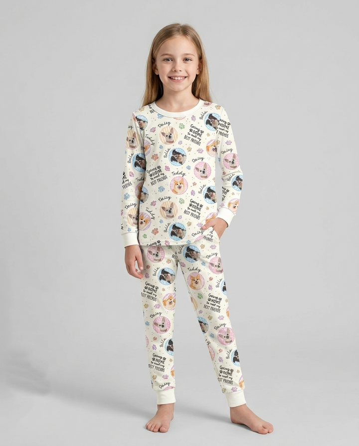 Custom Pet Photo My First Best Friend Bamboo Two Piece Long Sleeve Pajama Set