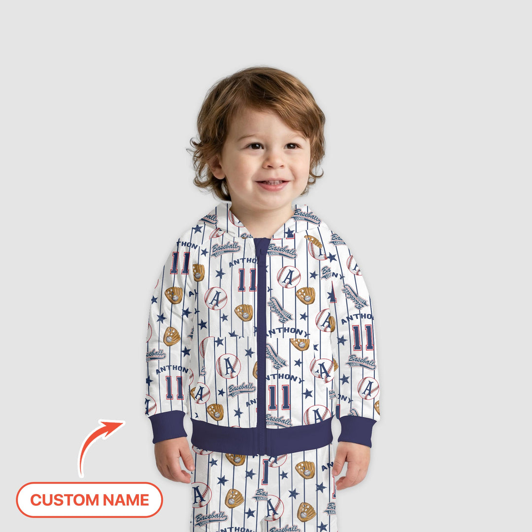 Custom Name Baseball Time Zip Hoodie